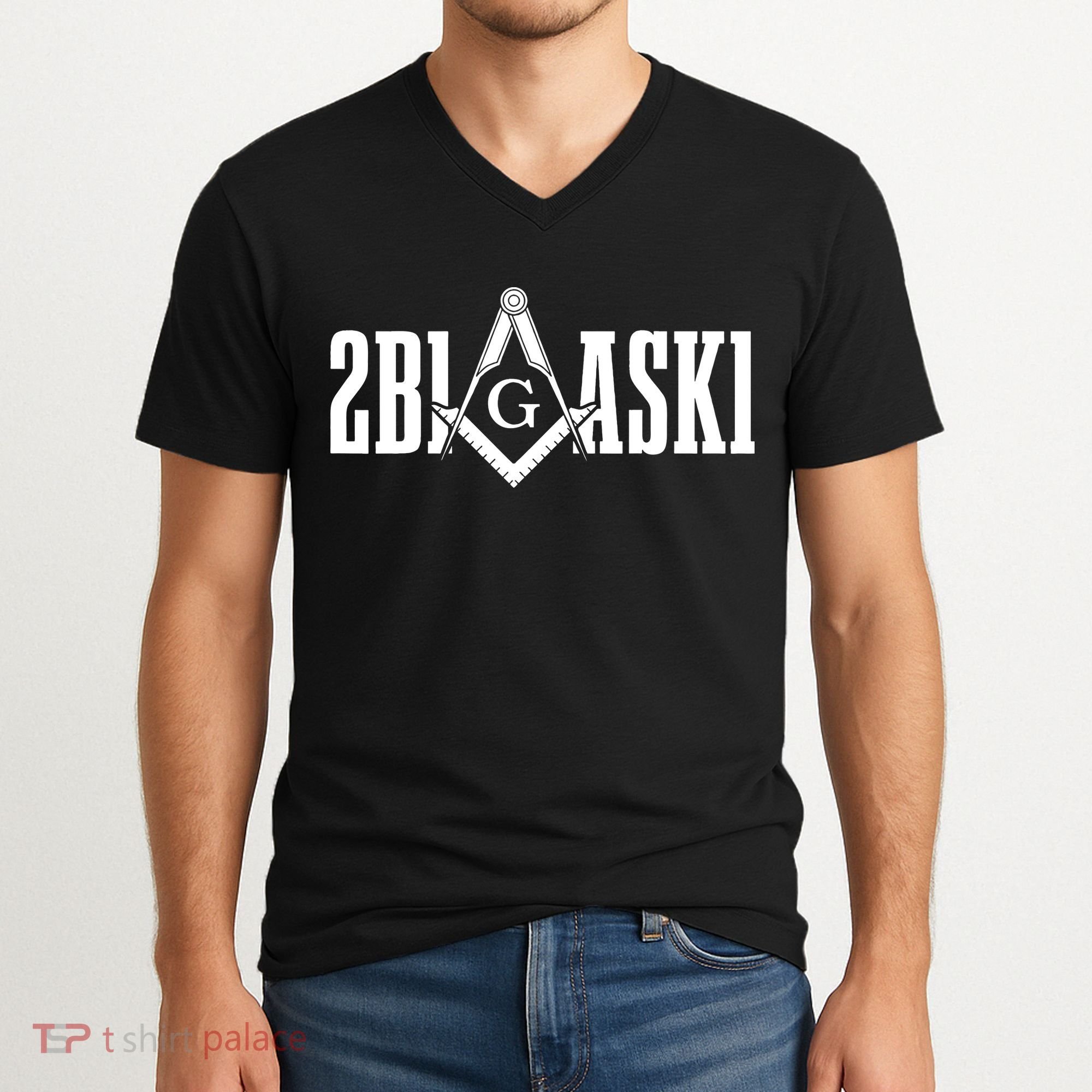 Freemason 2B1ASK1 Mason Masonic Square & Compass V-Neck T-Shirt