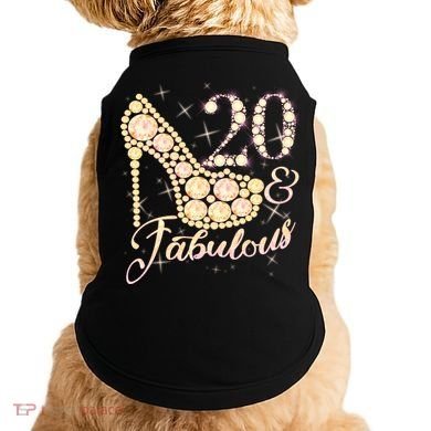 Fabulous & 20 Sparkly Heel 20th Birthday Doggie Tank