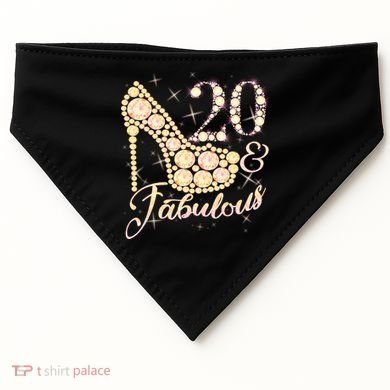 Fabulous & 20 Sparkly Heel 20th Birthday USA-Made Doggie Bandana