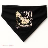 Fabulous & 20 Sparkly Heel 20th Birthday USA-Made Doggie Bandana thumb 0