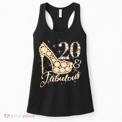 Fabulous & 20 Sparkly Heel 20th Birthday Women's Tank Top