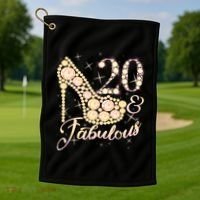 Fabulous & 20 Sparkly Heel 20th Birthday Golf Towel thumb 1