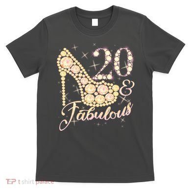 Fabulous & 20 Sparkly Heel 20th Birthday T-Shirt