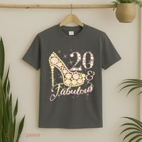 Fabulous & 20 Sparkly Heel 20th Birthday T-Shirt thumb 2