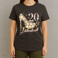 Fabulous & 20 Sparkly Heel 20th Birthday T-Shirt thumb 4