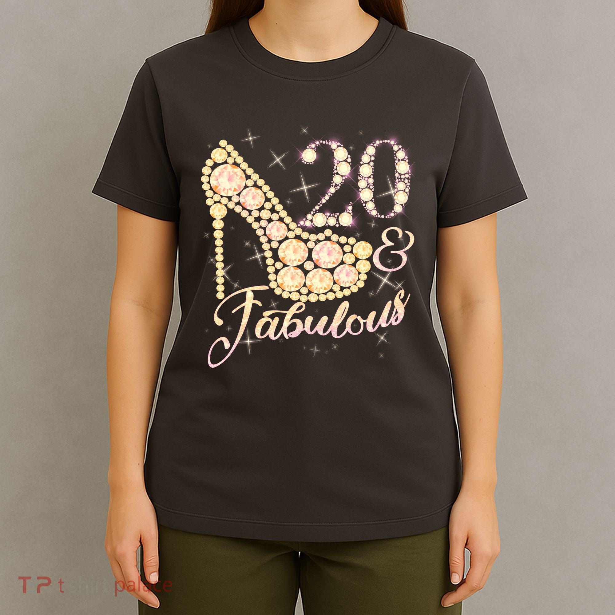 Fabulous & 20 Sparkly Heel 20th Birthday T-Shirt