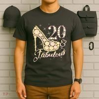 Fabulous & 20 Sparkly Heel 20th Birthday T-Shirt thumb 6
