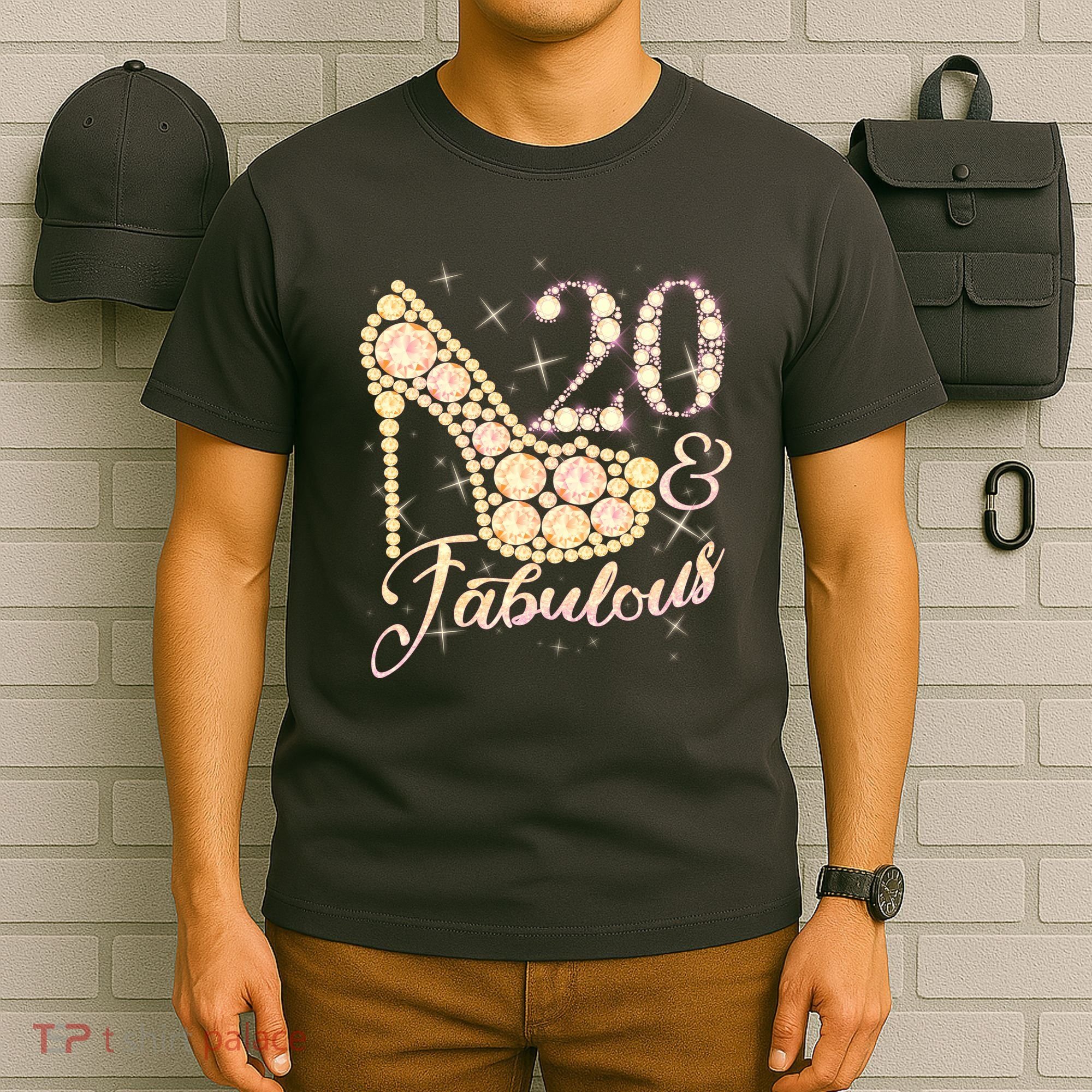 Fabulous & 20 Sparkly Heel 20th Birthday T-Shirt