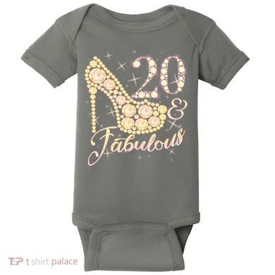Fabulous & 20 Sparkly Heel 20th Birthday Baby Bodysuit