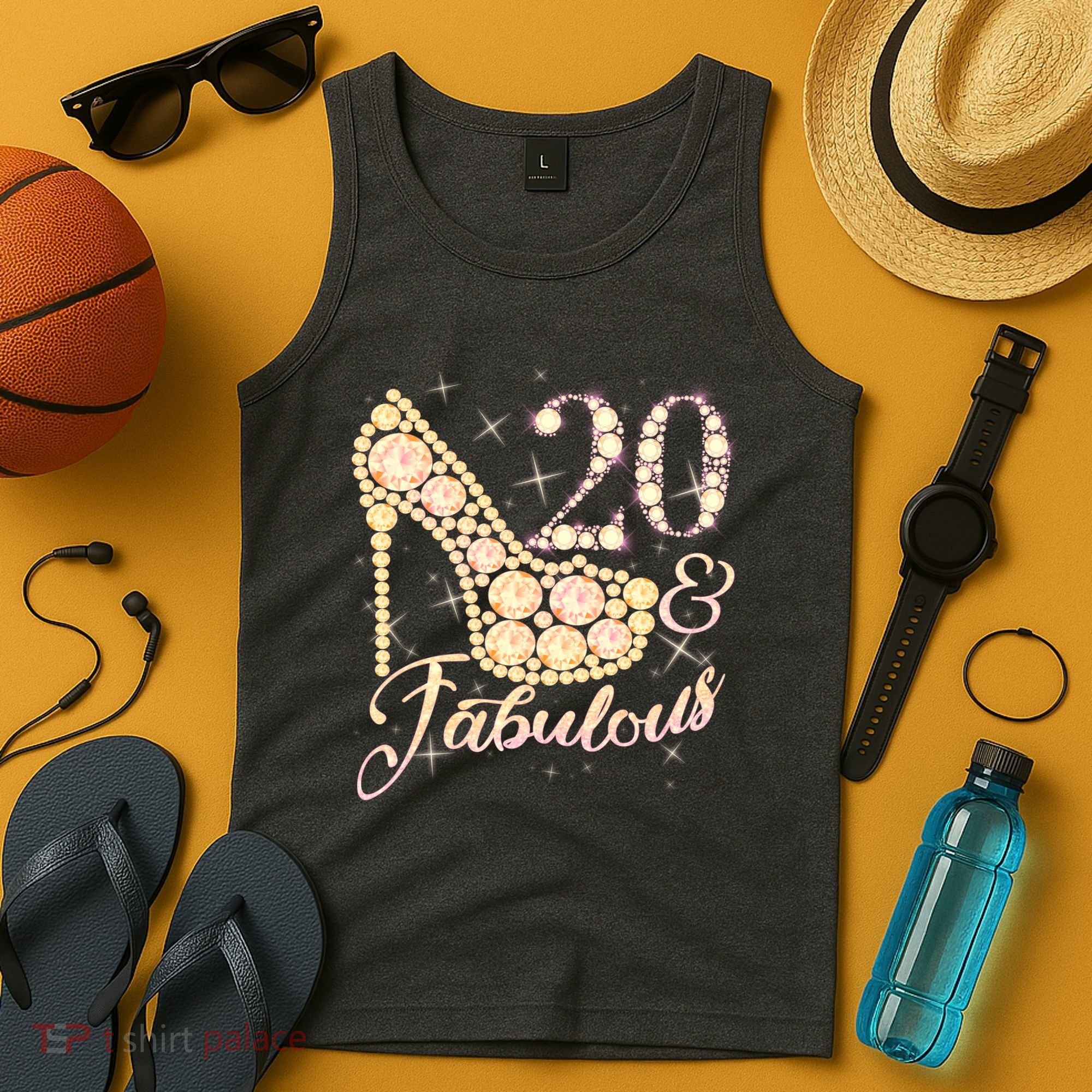 Fabulous & 20 Sparkly Heel 20th Birthday Tank Top