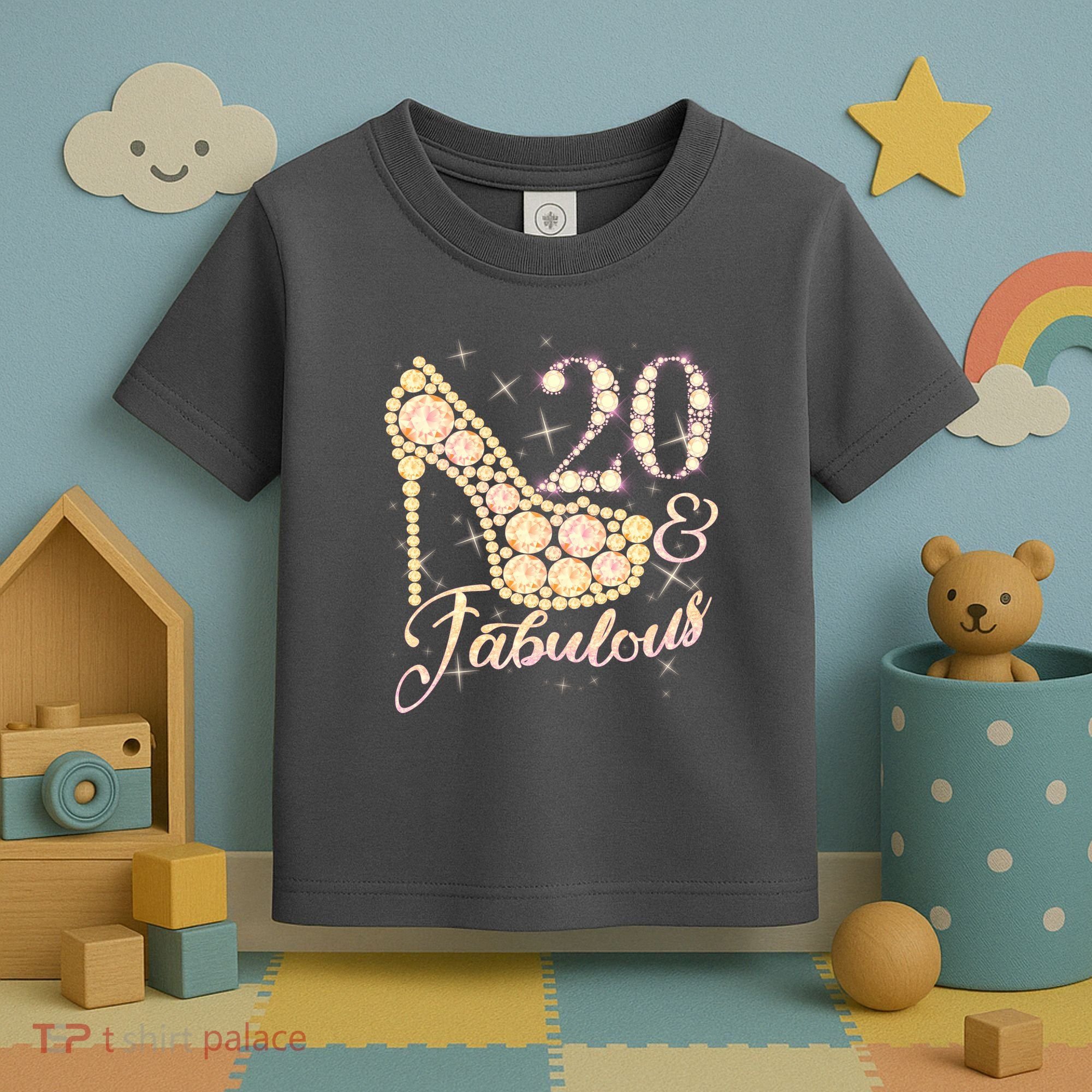 Fabulous & 20 Sparkly Heel 20th Birthday Toddler T-Shirt