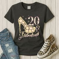 Fabulous & 20 Sparkly Heel 20th Birthday Women's T-Shirt thumb 3