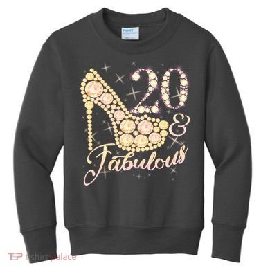 Fabulous & 20 Sparkly Heel 20th Birthday Kids Sweatshirt