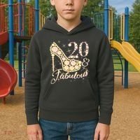 Fabulous & 20 Sparkly Heel 20th Birthday Kids Hoodie thumb 2