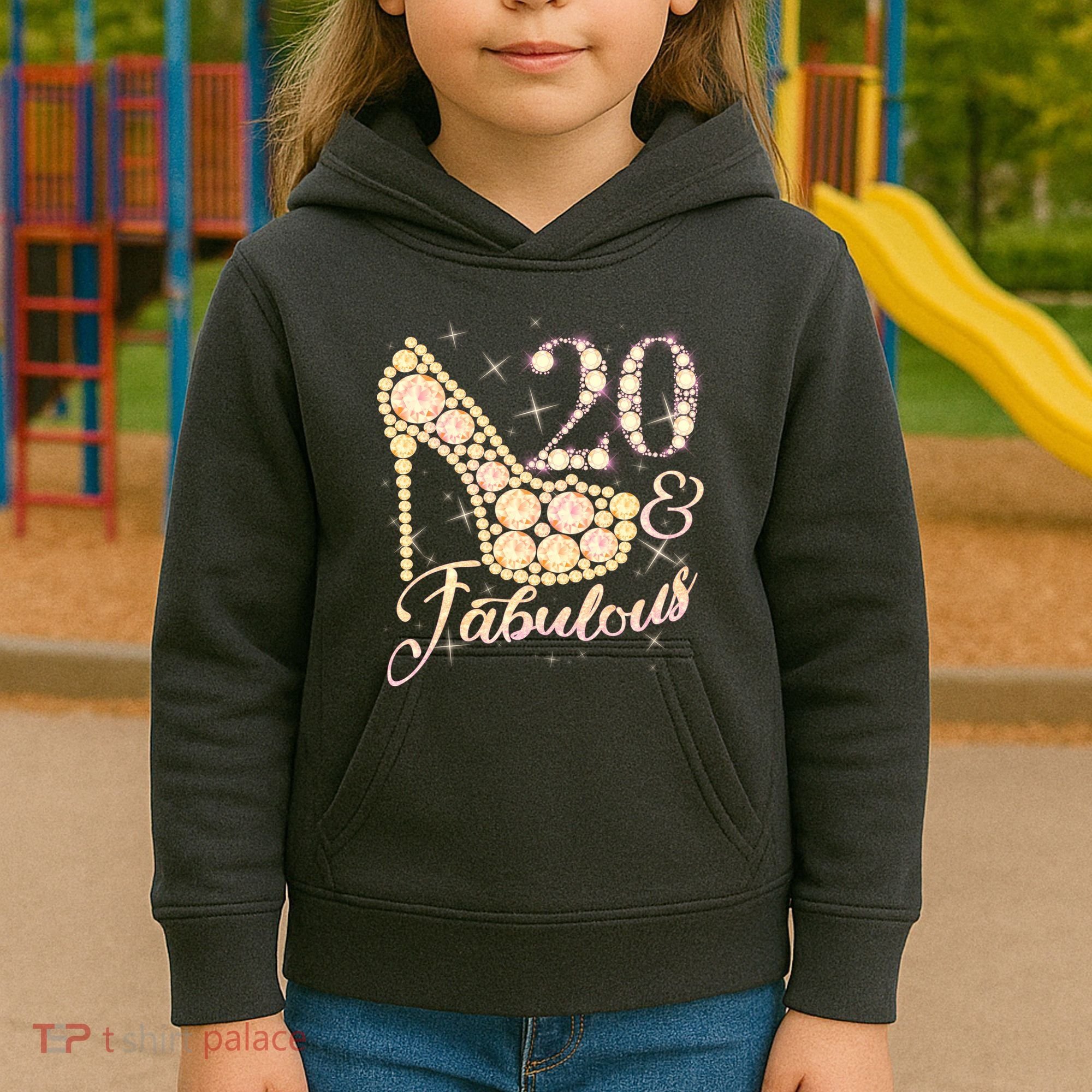 Fabulous & 20 Sparkly Heel 20th Birthday Kids Hoodie