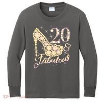 Fabulous & 20 Sparkly Heel 20th Birthday Kids Long Sleeve Shirt thumb 0