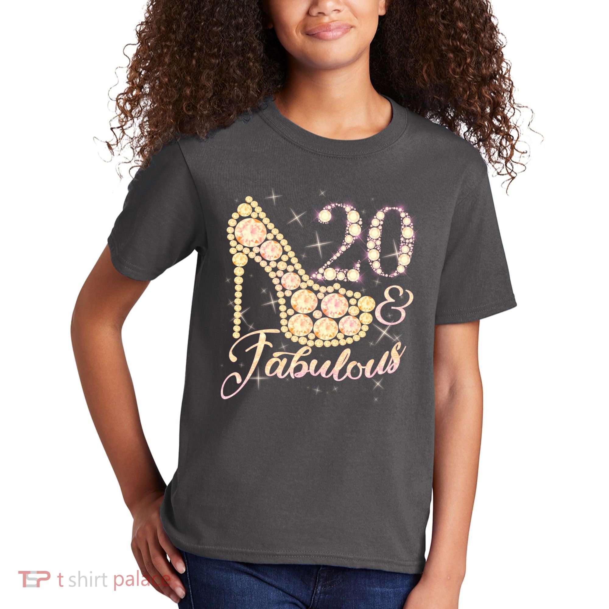 Fabulous & 20 Sparkly Heel 20th Birthday Kids T-Shirt
