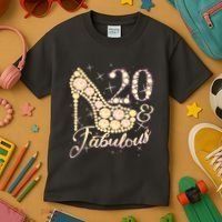 Fabulous & 20 Sparkly Heel 20th Birthday Kids T-Shirt thumb 3