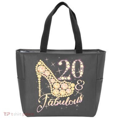 Fabulous & 20 Sparkly Heel 20th Birthday Tote Bag
