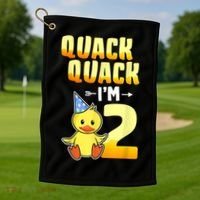 Funny 2 Year Old Girl Boy Duck 2nd Second Birthday Party Gift 1 Golf Towel thumb 1