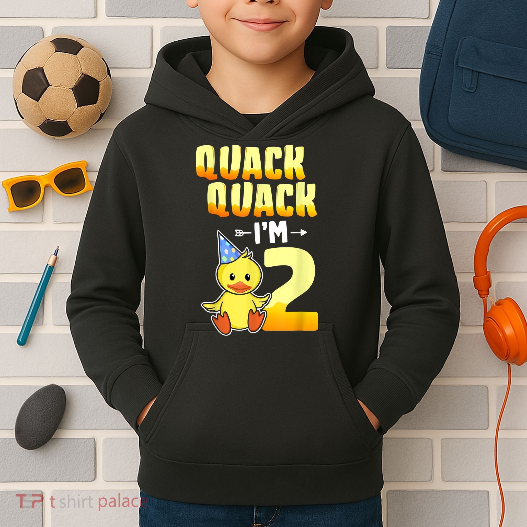 Funny 2 Year Old Girl Boy Duck 2nd Second Birthday Party Gift 1 Kids Hoodie