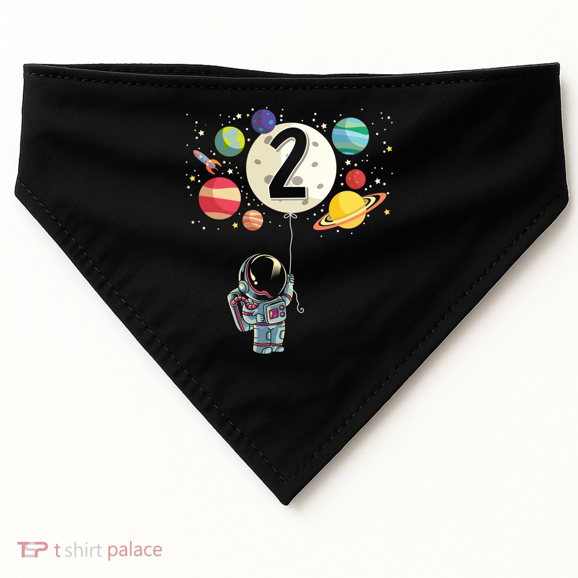 Funny 2 Years Old Birthday Boy Gift Astronaut 2nd Birthday Gift 1 USA-Made Doggie Bandana