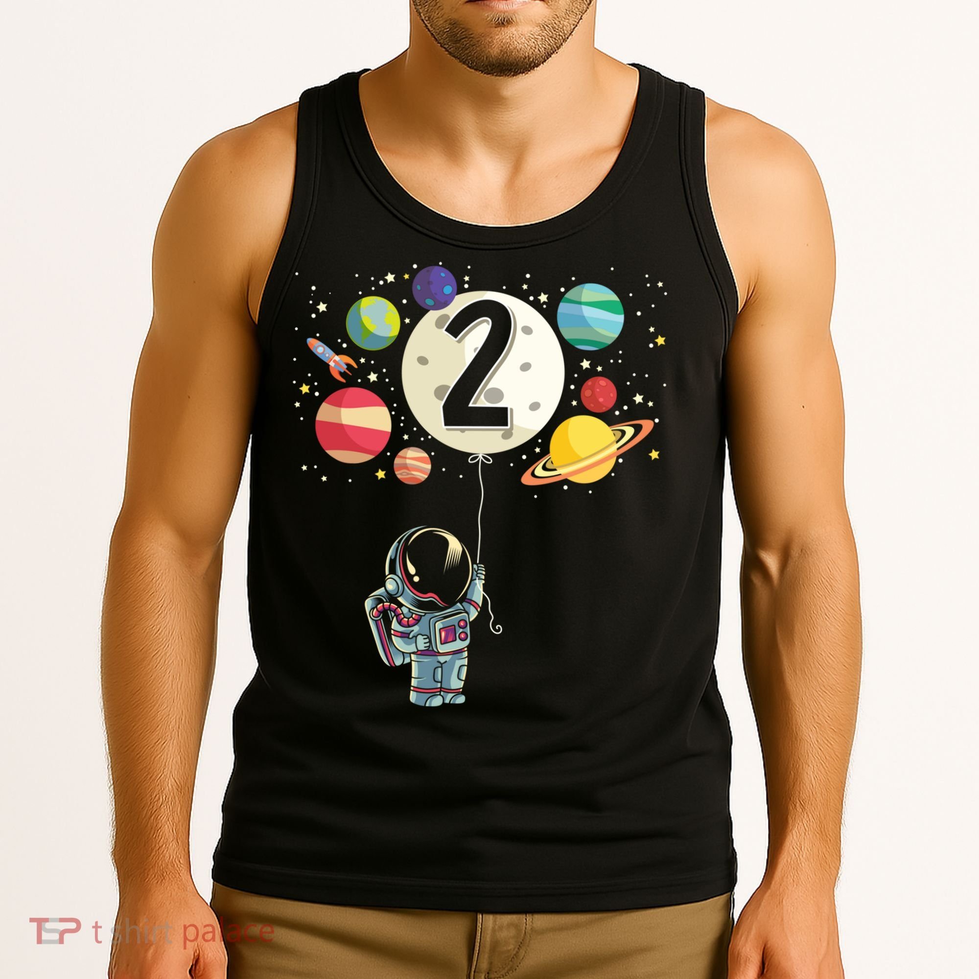Funny 2 Years Old Birthday Boy Gift Astronaut 2nd Birthday Gift 1 Tank Top
