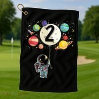 Funny 2 Years Old Birthday Boy Gift Astronaut 2nd Birthday Gift 1 Golf Towel thumb 1