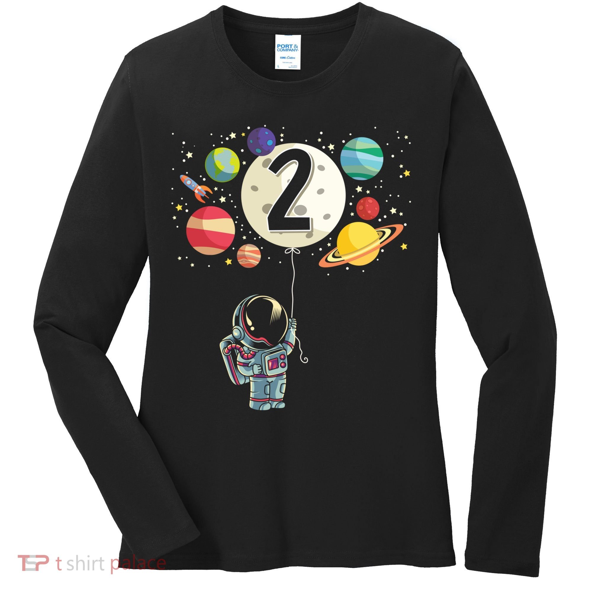 Funny 2 Years Old Birthday Boy Gift Astronaut 2nd Birthday Gift 1 Women's Long Sleeve Shirt