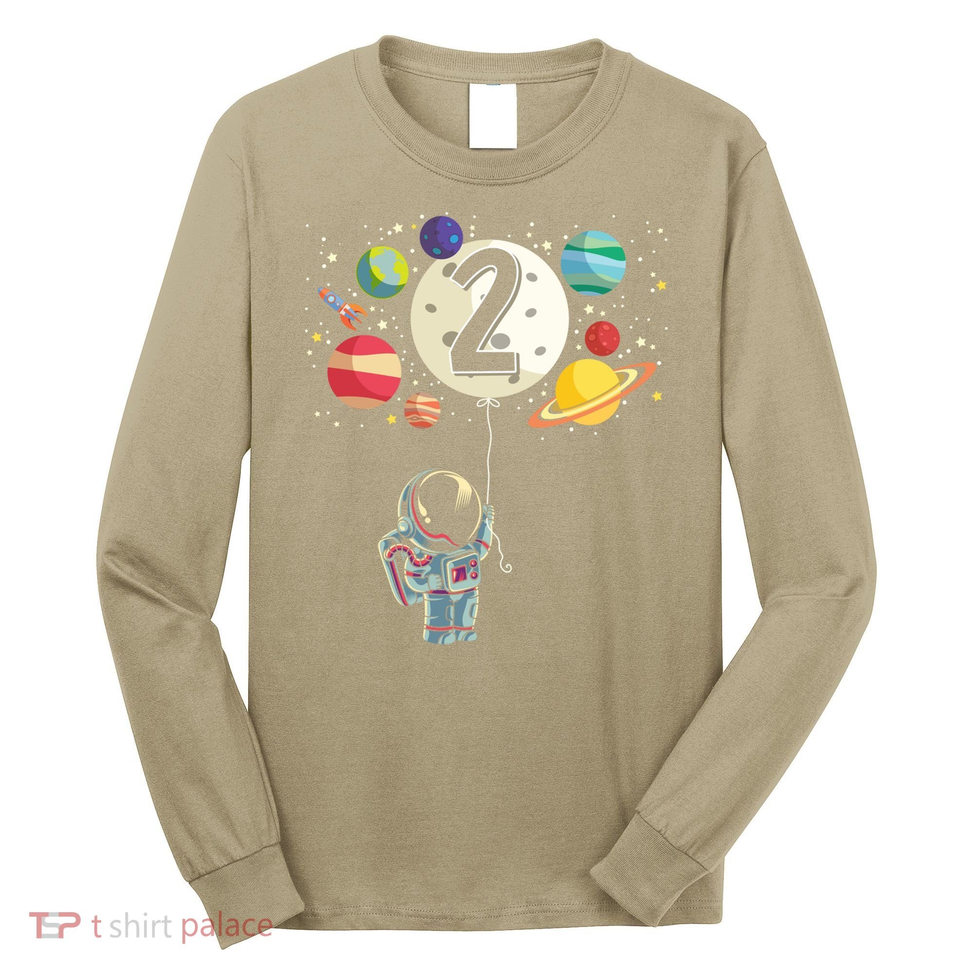 Funny 2 Years Old Birthday Boy Gift Astronaut 2nd Birthday Gift 1 Long Sleeve Shirt