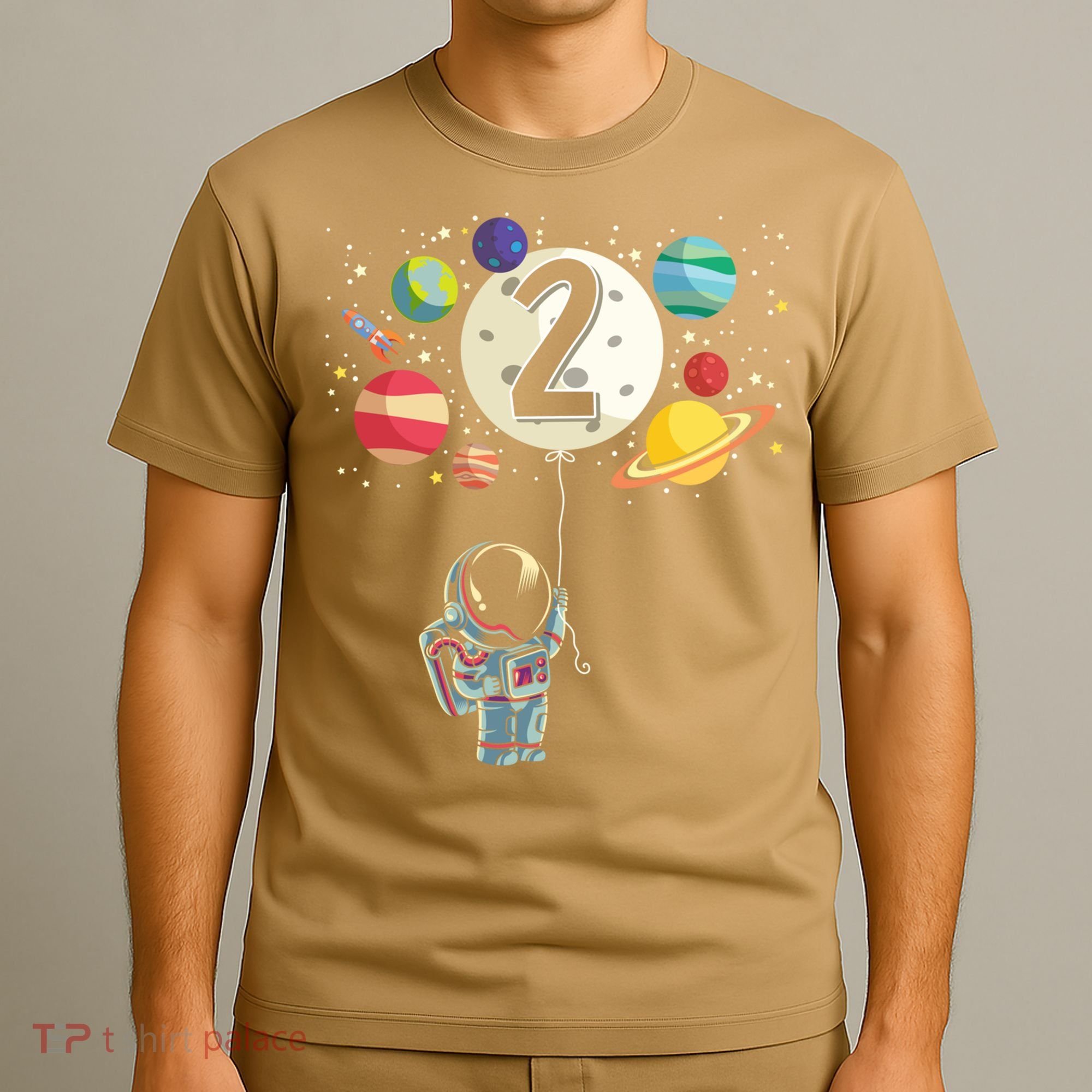 Funny 2 Years Old Birthday Boy Gift Astronaut 2nd Birthday Gift 1 T-Shirt