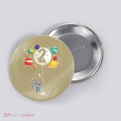 Funny 2 Years Old Birthday Boy Gift Astronaut 2nd Birthday Gift 1 Button
