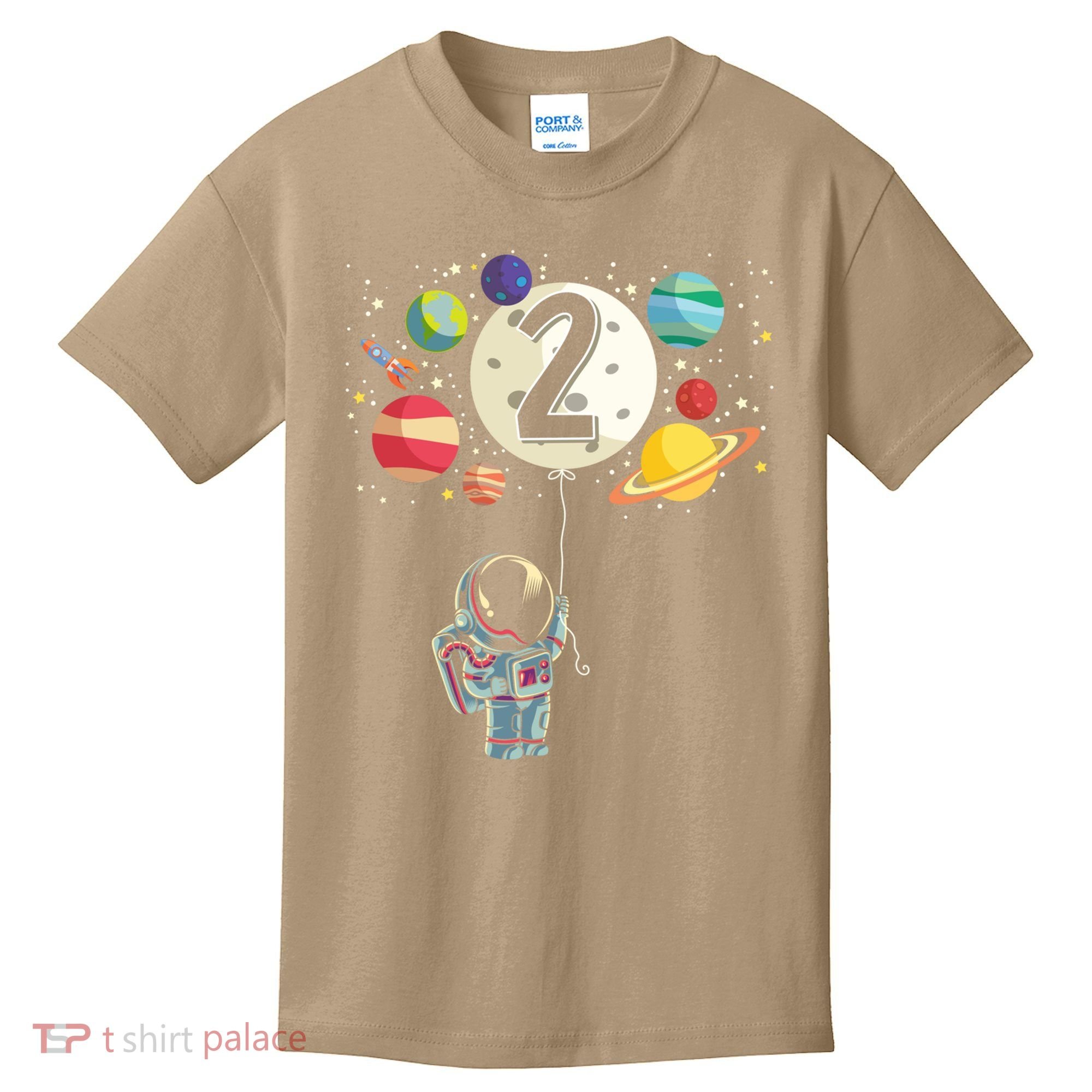 Funny 2 Years Old Birthday Boy Gift Astronaut 2nd Birthday Gift 1 Kids T-Shirt