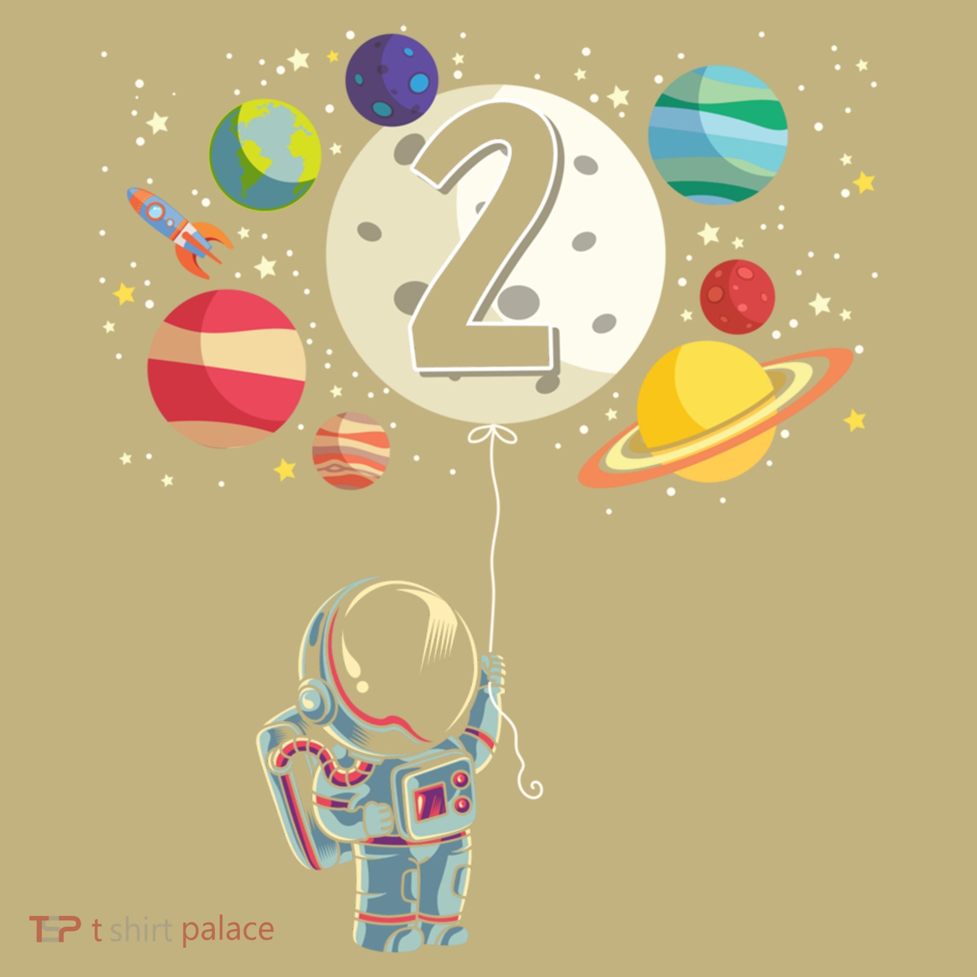 Funny 2 Years Old Birthday Boy Gift Astronaut 2nd Birthday Gift 1 Kids T-Shirt