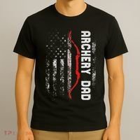 Family 365 Archery Dad Vintage Usa Red White Flag T-Shirt thumb 3