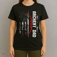 Family 365 Archery Dad Vintage Usa Red White Flag T-Shirt thumb 4