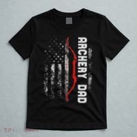 Family 365 Archery Dad Vintage Usa Red White Flag T-Shirt thumb 5