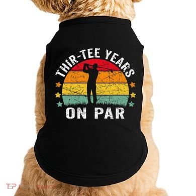 Funny 30th Birthday Golf Pun Retro Sunset 30 Year Old Golfer Doggie Tank