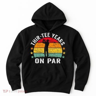 Funny 30th Birthday Golf Pun Retro Sunset 30 Year Old Golfer Hoodie