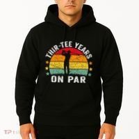 Funny 30th Birthday Golf Pun Retro Sunset 30 Year Old Golfer Hoodie thumb 2