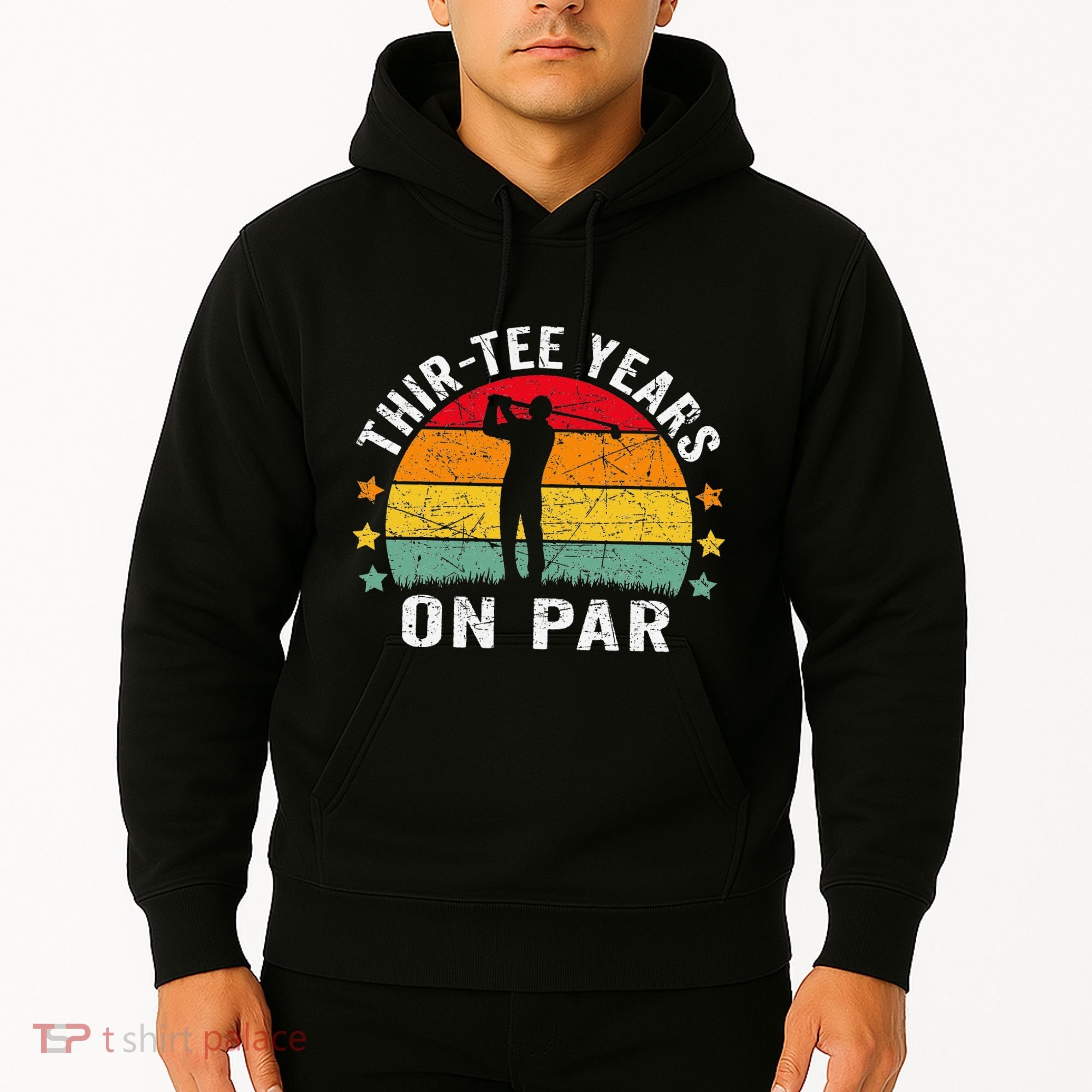 Funny 30th Birthday Golf Pun Retro Sunset 30 Year Old Golfer Hoodie