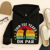 Funny 30th Birthday Golf Pun Retro Sunset 30 Year Old Golfer Hoodie thumb 4