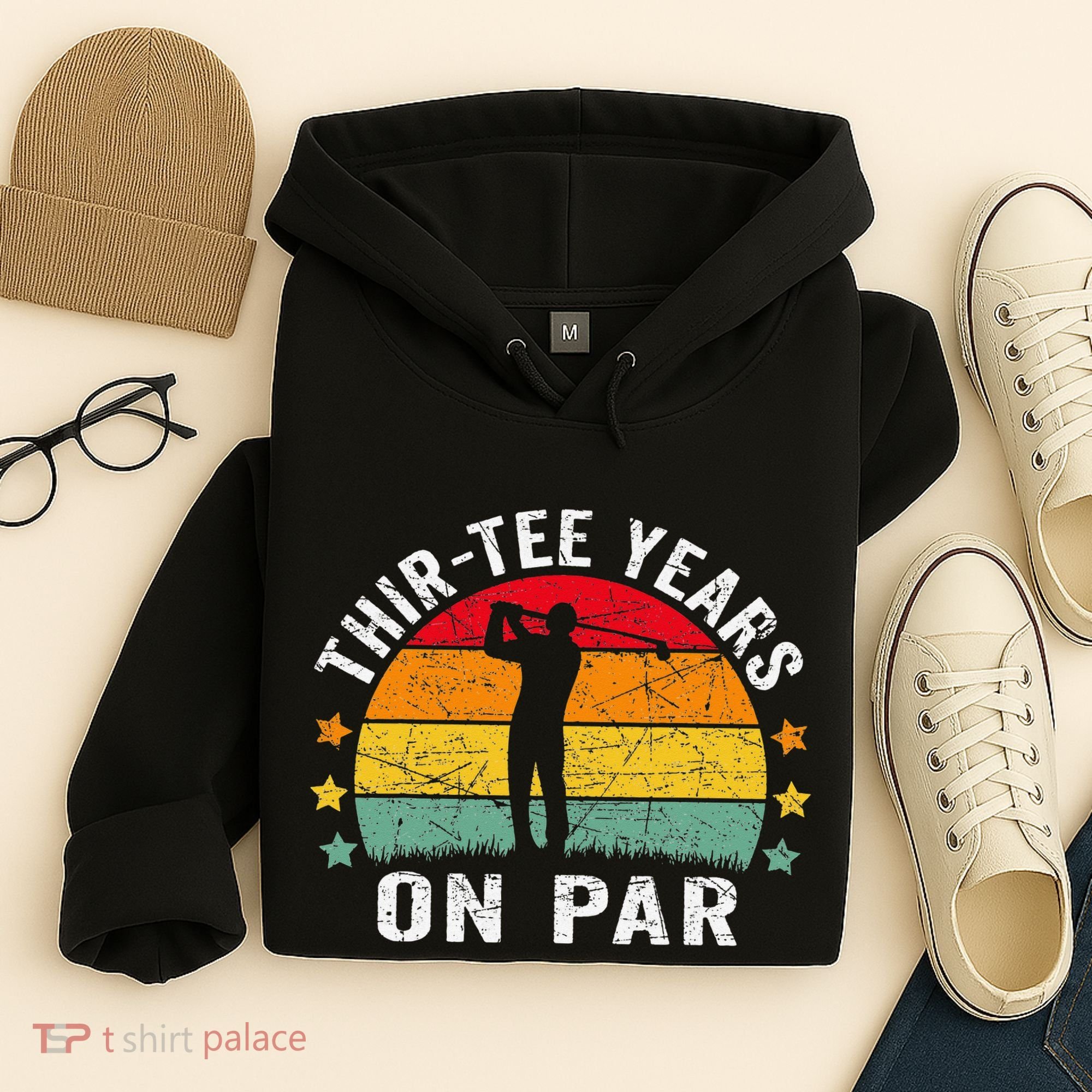 Funny 30th Birthday Golf Pun Retro Sunset 30 Year Old Golfer Hoodie