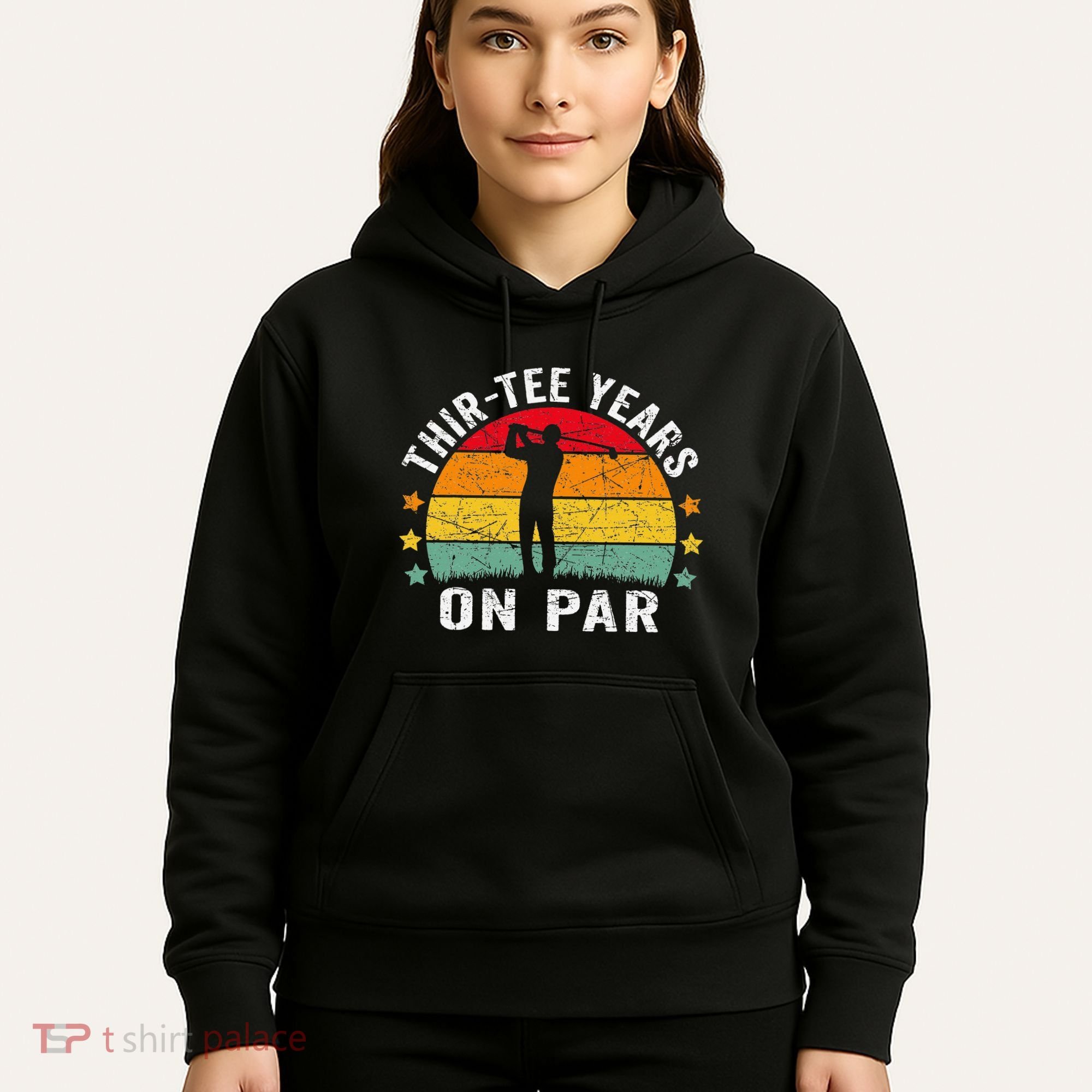 Funny 30th Birthday Golf Pun Retro Sunset 30 Year Old Golfer Hoodie