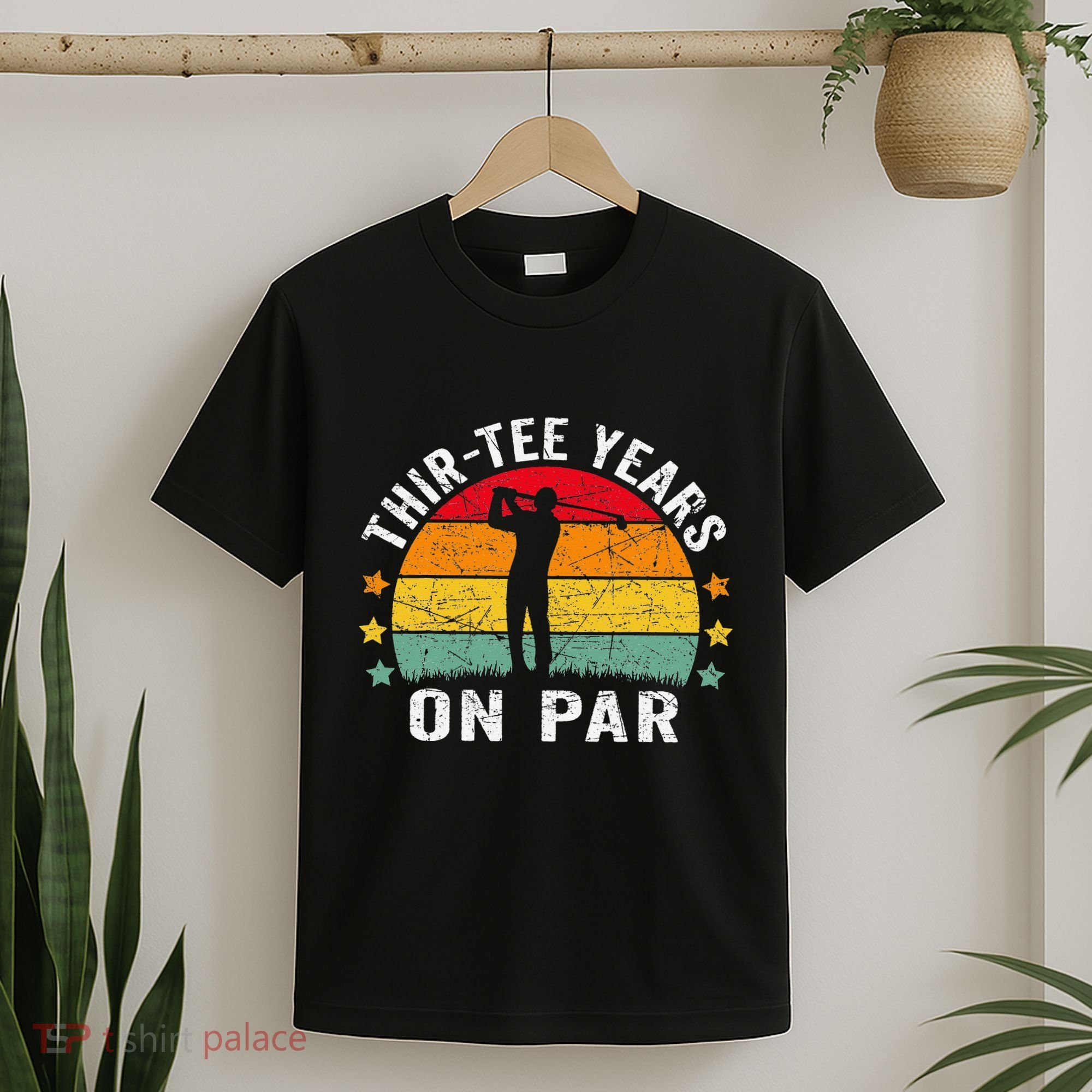 Funny 30th Birthday Golf Pun Retro Sunset 30 Year Old Golfer T-Shirt