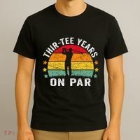 Funny 30th Birthday Golf Pun Retro Sunset 30 Year Old Golfer T-Shirt thumb 3