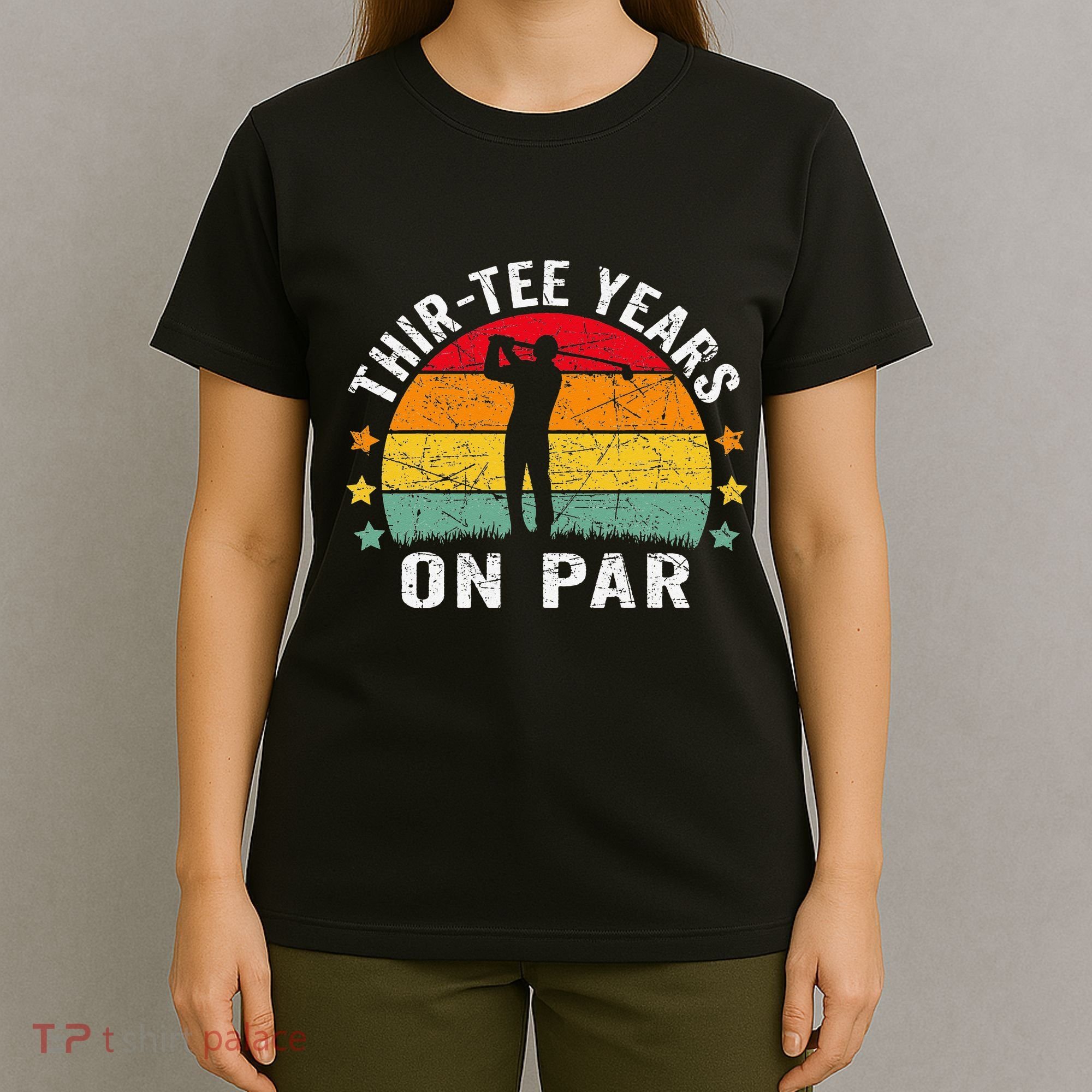 Funny 30th Birthday Golf Pun Retro Sunset 30 Year Old Golfer T-Shirt