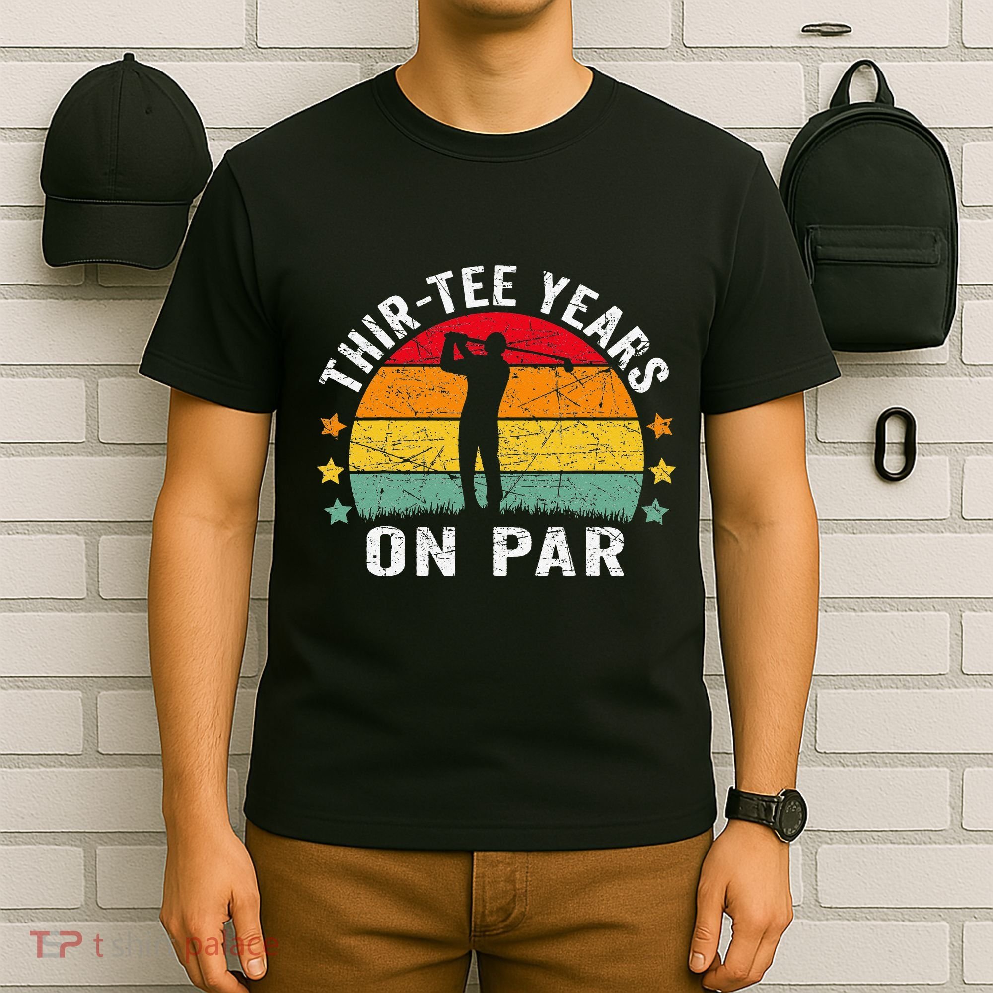 Funny 30th Birthday Golf Pun Retro Sunset 30 Year Old Golfer T-Shirt