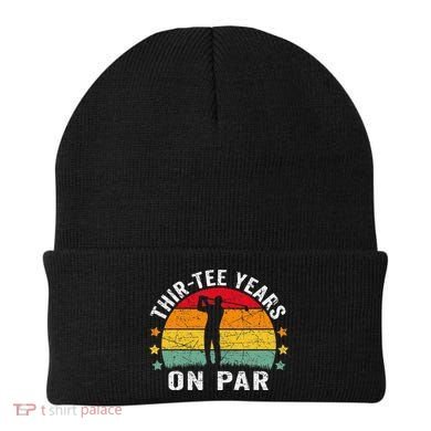 Funny 30th Birthday Golf Pun Retro Sunset 30 Year Old Golfer Beanie