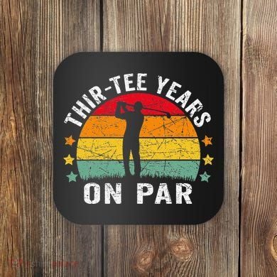 Funny 30th Birthday Golf Pun Retro Sunset 30 Year Old Golfer Coaster